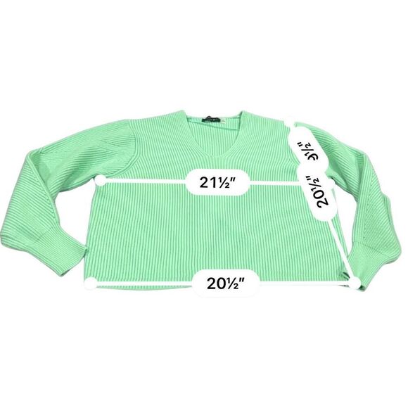TAHARI LIMON GREEN Cropped knit sweater size M - Picture 5 of 6